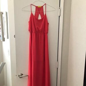 Gorgeous Coral sheer maxi with back cut out